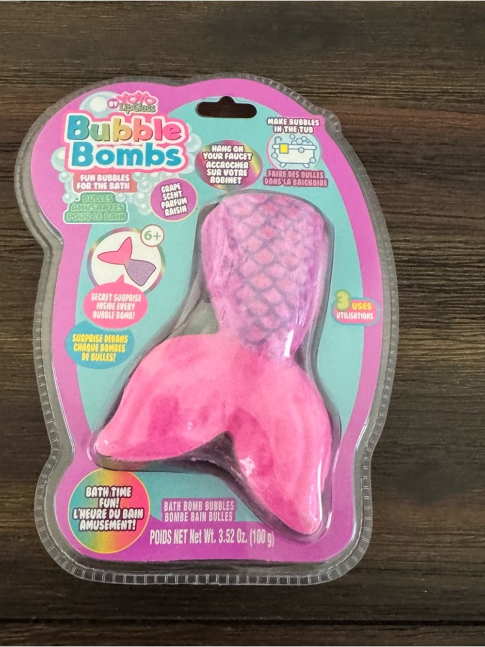 Yoyo by Lipgloss Bubble Bombs Mermaid Bath Bomb Grape Scent NWT